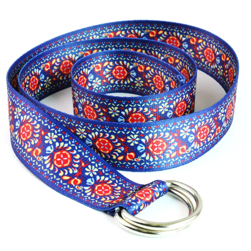 HUOBAO New Boho Women Belts Double-sided Printed Fashion Waistband Long Pants Tribe Aztec Jean Canvas Belt For Students Mens
