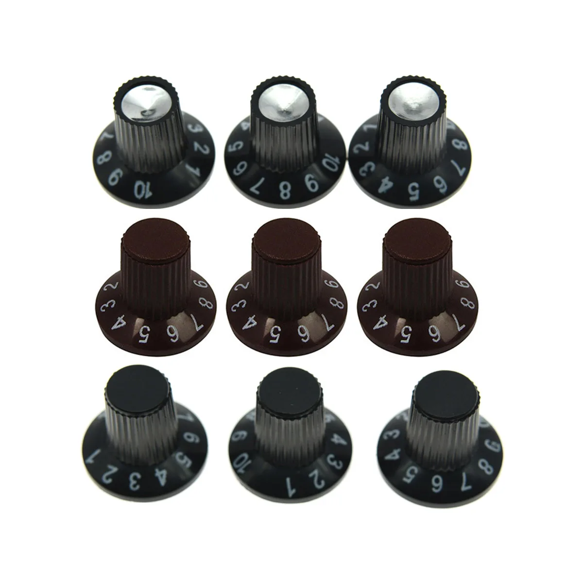 Ohello 6PCS Black Silver Guitar Amp Knobs Control Knob Volume Tone Fits for Fender 6mm Shaft Pots Amplifers