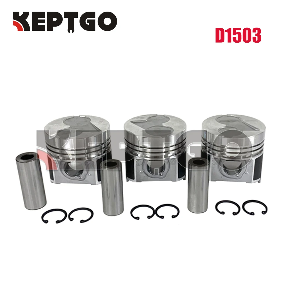 New D1503 Piston Kit STD For Kubota (3 Set)