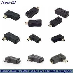 Mobile Phone Micro USB Male to Female Mini 5pin Female Male 90 Degree Adapter Charger Connector Converter Adapter Wholesale