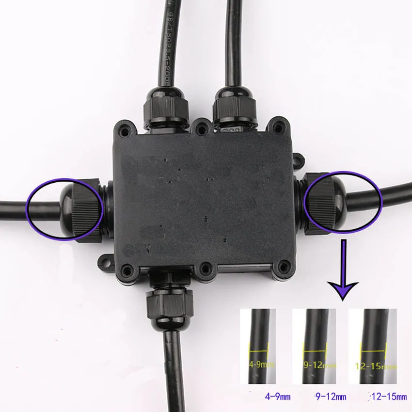 1pc Black Junction Box 2 3 4 5 Way Waterproof Electrical Junction Box For Outdoor Lighting Cable Protection Connector Wire IP68