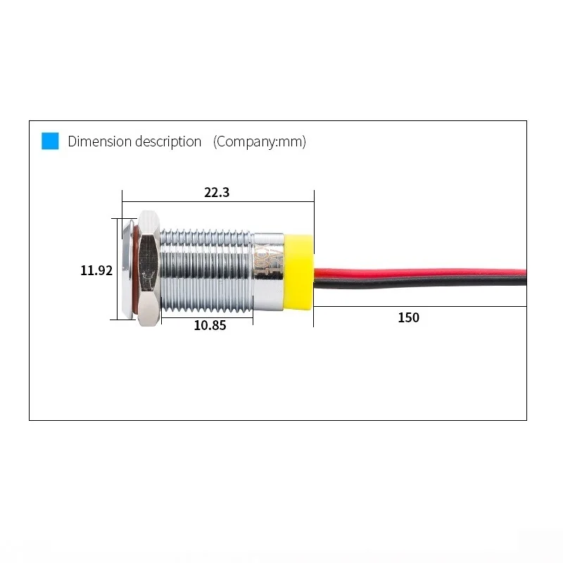 IP66 Waterproof Colorful Flashing LED Metal Warning Indicator Light 10mm Blink Pilot Signal Lamp 3V 6V 12V 24V 36V DC with Wire