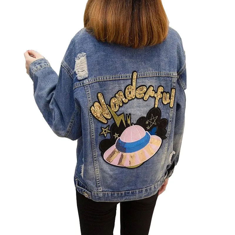 2024 Autumn Coat Women Denim Jacket Loose Jean Jacket Oversized Bomber Jackets Female Casual Coats Outerwear 5XL P527