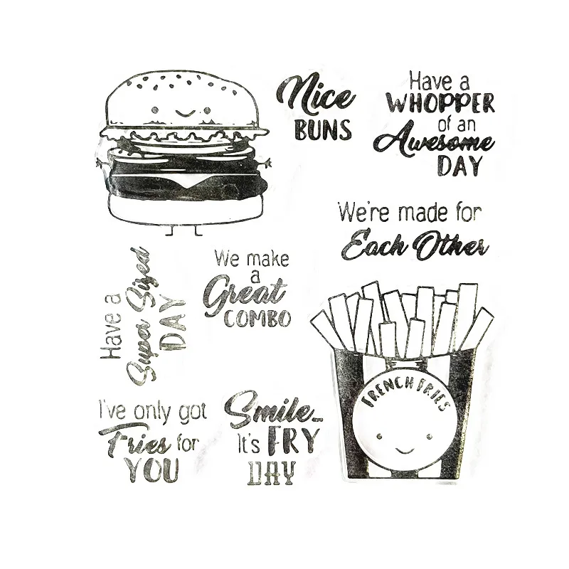 food Hamburger Fries Transparent Clear Silicone Stamp Seal for DIY scrapbooking/photo album Decorative clear stamp decoration