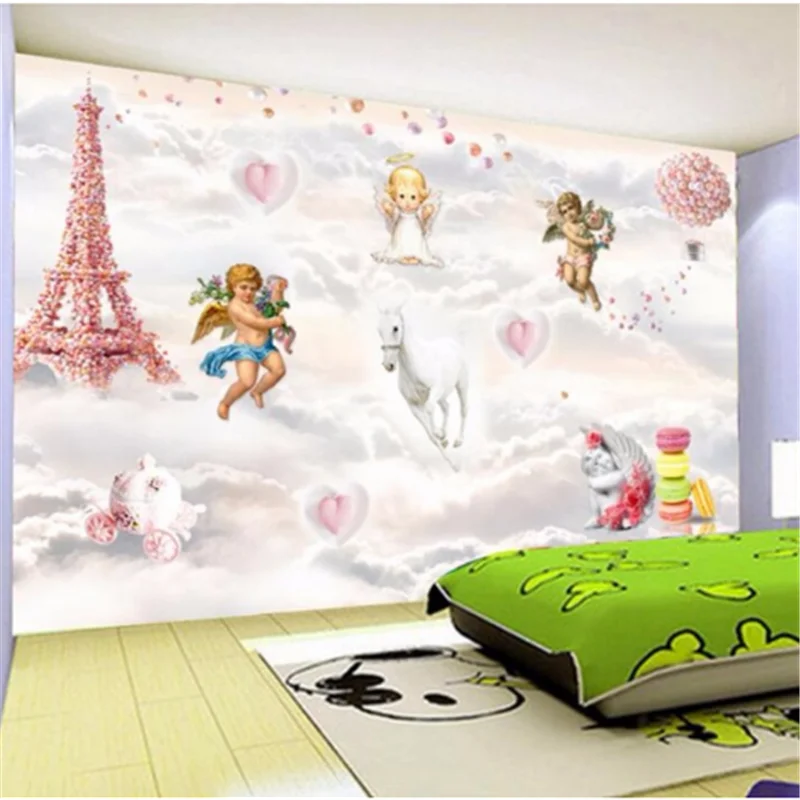 wellyu Custom large wall painting 3d wallpaper cartoon dream angel candy background wall living room bedroom wallpaper