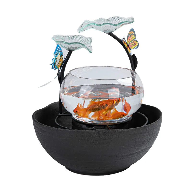 

Home Office Living Room Fish Tank Desktop Small Mini Glass Water Landscape Creative Fish Farming Decorations Ornaments