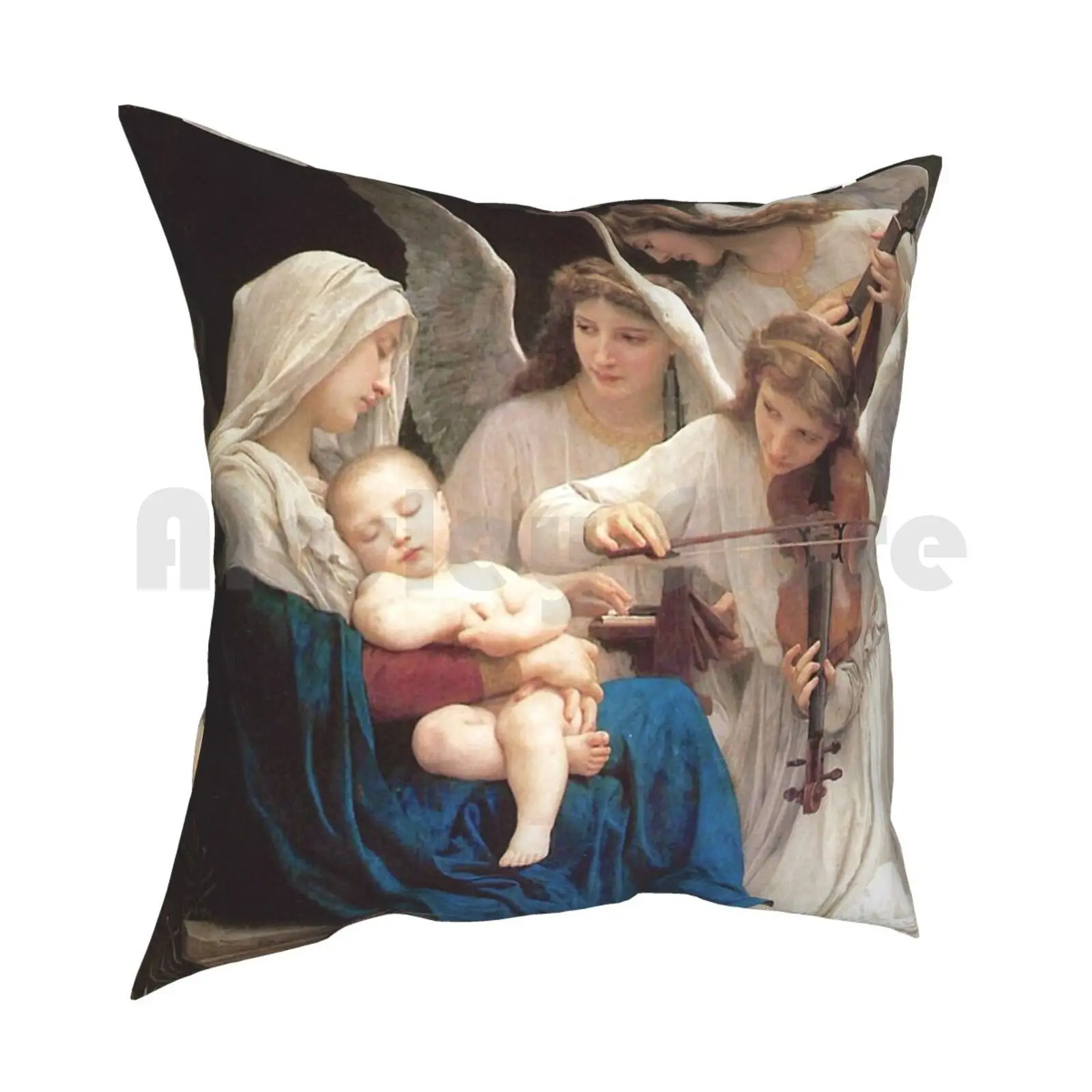 Our Lady Virgin Mary And Jesus Song Of Angels Pillow Case Printed Home Soft Throw Pillow Virgin Mary And Angels Virgin