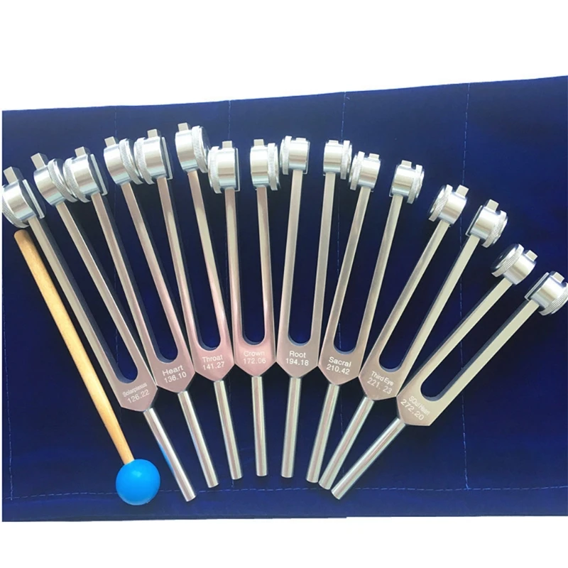 8pcs 126.22 Hz, 136.1 Hz, Tuning Fork Chakras Set with Bag Mallet  for Ultimate Healing and Relaxatio Dropship