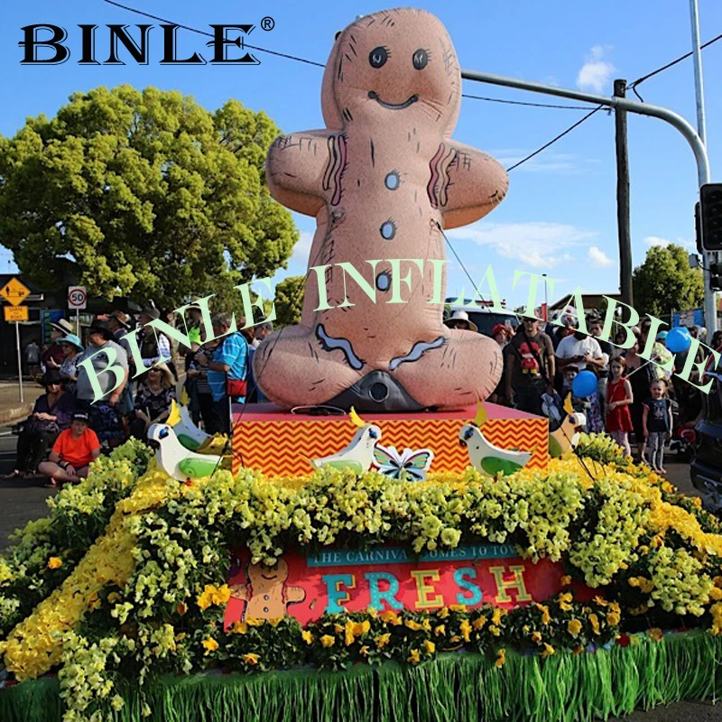 Outdoor Decoration balloon 5metersH giant customized inflatable gingerbread man for Christmas parade