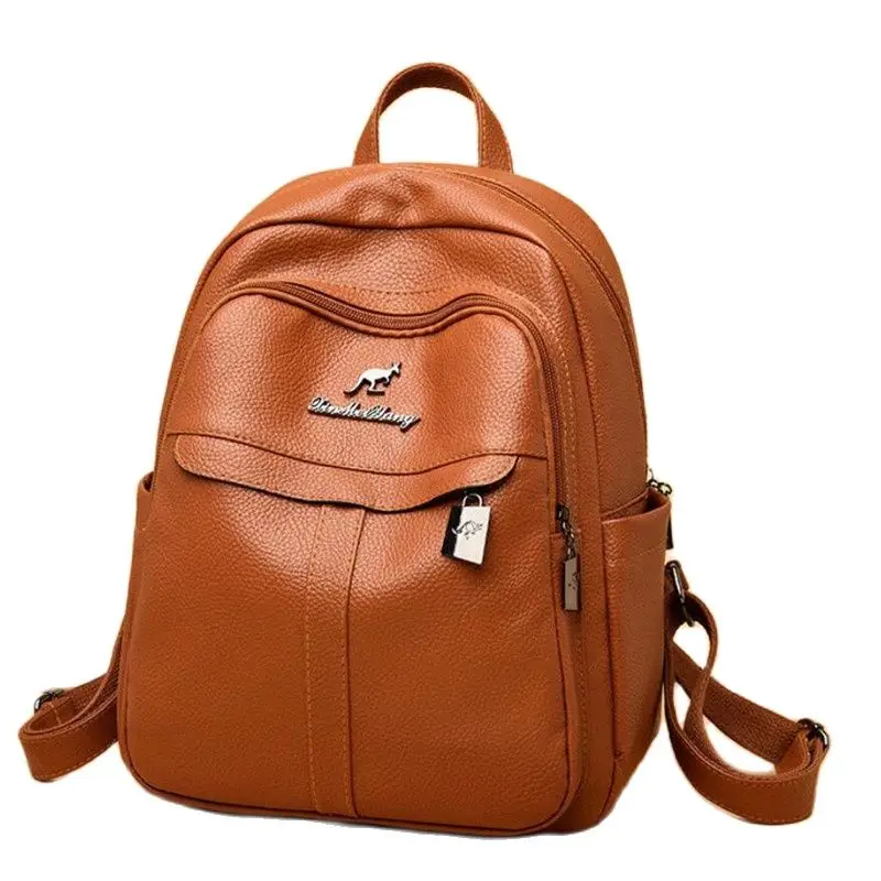 Genuine Leather Backpack Female 2023 New Fashion Mother Student Backpacks Soft Leather Large Capacity Travel Bag Bolso Mujer