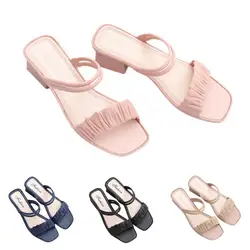 2021 Summer Sandals Women Dual-Use in High Heels Korean Fashion Square Open Toe Ladies Sandals Women's Sandals and Slippers