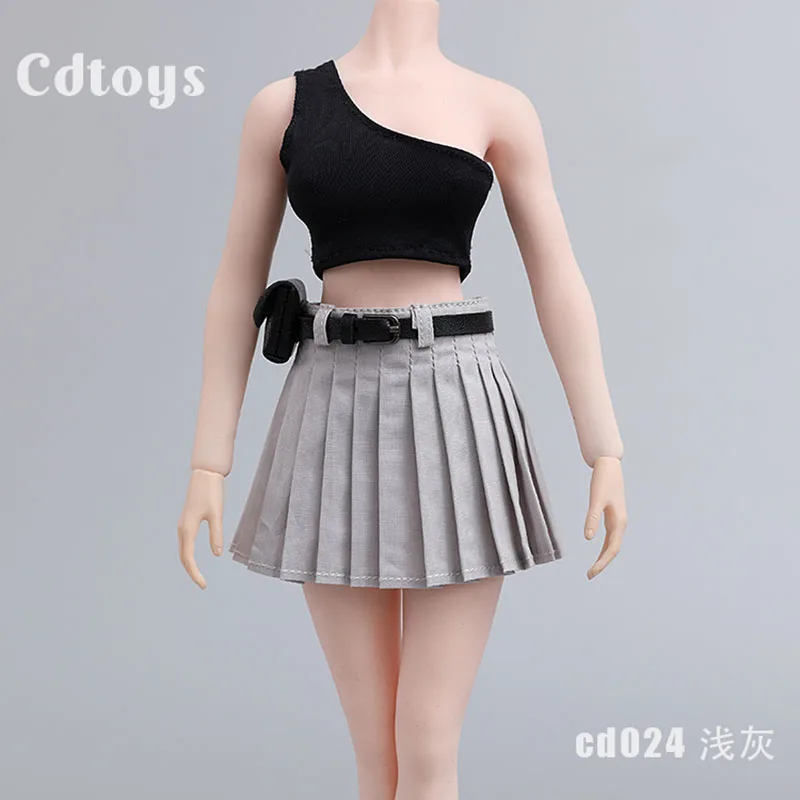 1/6 CDTOYS CD024 Female Soldier Clothes Set Many Colors School Uniform Small Vest Pleated Skirt Belt For 12'' Action Figure