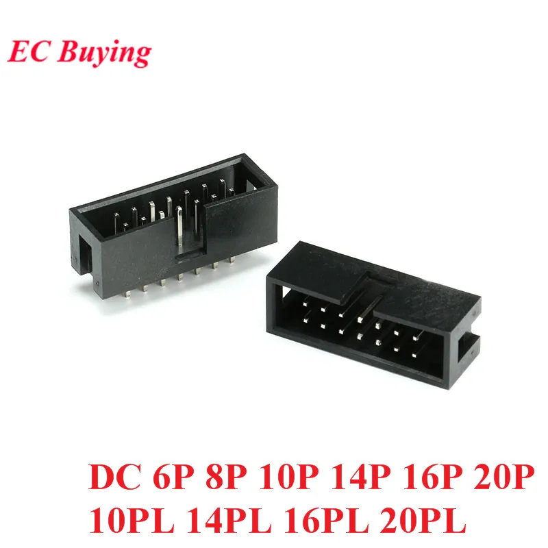 10pcs DC3 6P 8P 10P 14P 16P 20P Pin 10PL 14PL 16PL 20PL 2.54mm Socket Header Connector ISP Male Double-spaced Straight IDC JTAG