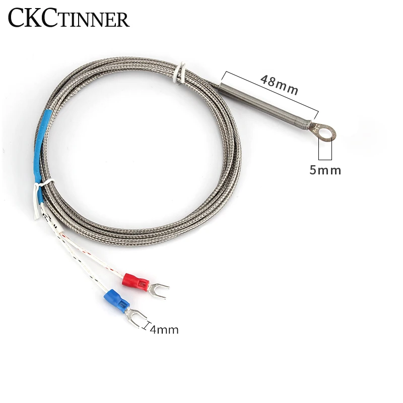 5mm Hole Washer K/E Type Thermocouple Temperature Sensor Probe 1/2/3/4/5M Cable For Industrial Temperature Controller