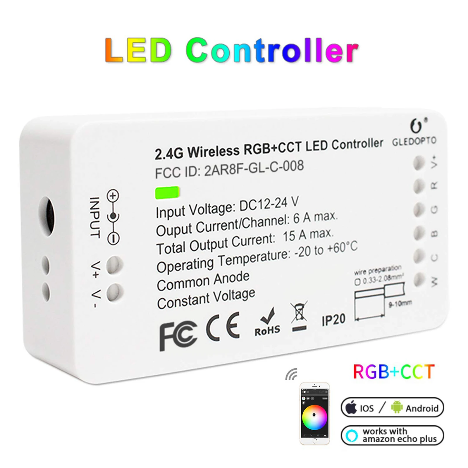 

GLEDOPTO Zigbee LED Controller DC12-24V RGBCCT/Rgbw Zigbee Smart LED Strip Controller Voice Control Compatible with SmartThing