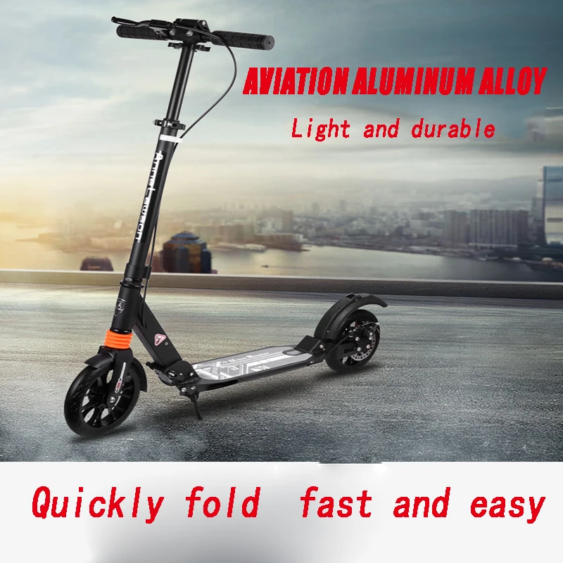 New Portable Foldable Aviation Aluminum Alloy Adjustable Scooter Double Shock Absorption City Transport Tool Load Bearing 100KG