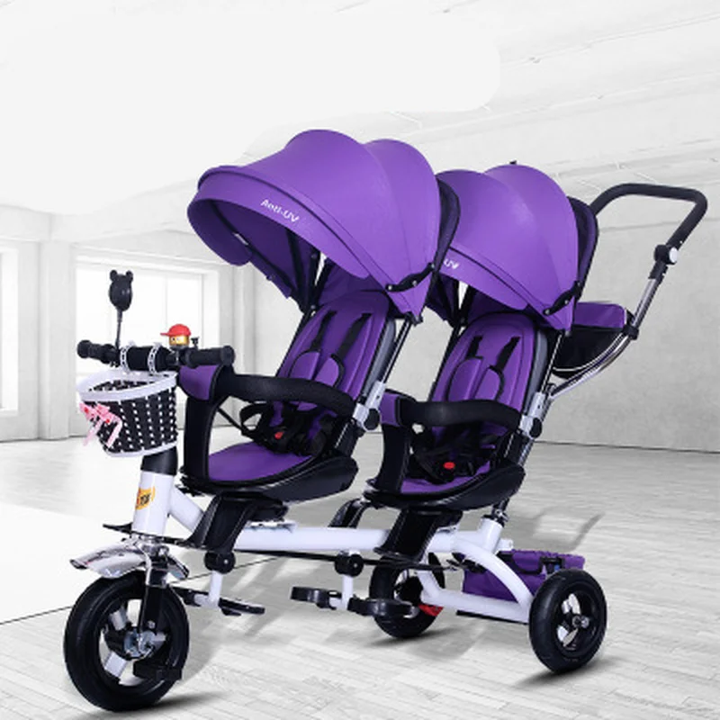 

Baby Strollers Double Twin with Air Wheel Universal Travel Baby Pram children tricycle Carriage for Sale baby push trike