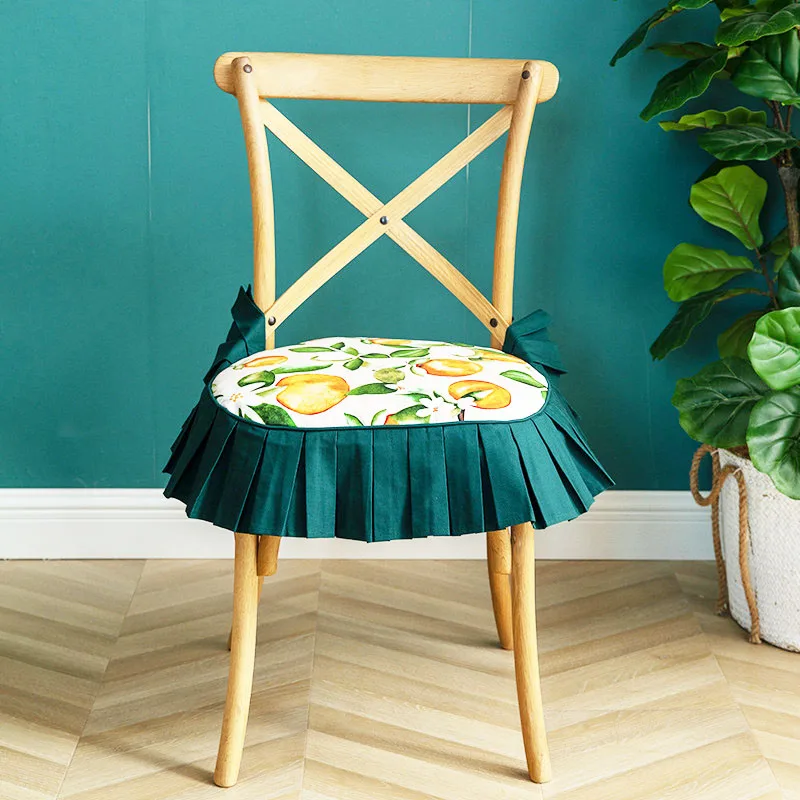 

Flower Design Cushion Mat With Drooping Edge Nordic Style Dining Chair Cushion With Straps Soft Seat Cushion Office Chair Mat