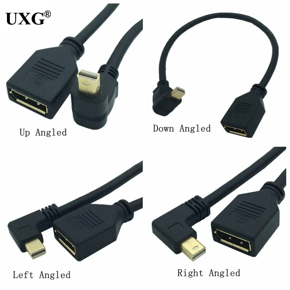 90 Degree Mini DisplayPort To Dp Adapter Mini DP 4K Cable Thunderbolt 2 Displayport Converter 30CM