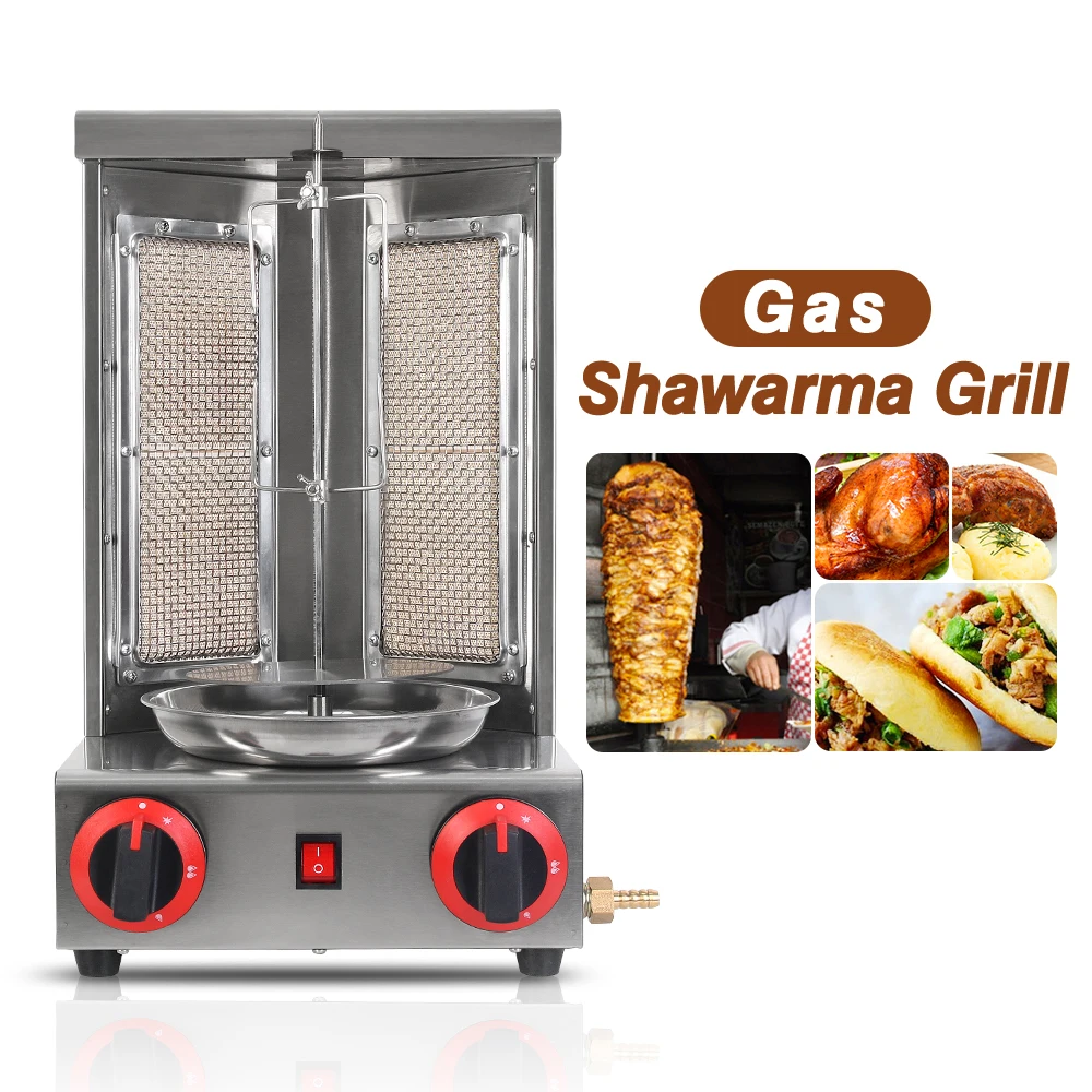 LPG Shawarma Grill Doner maszyna do kebabu Tacos Rotisserie 220-240V stal nierdzewna pionowy Grill Shawarma piekarnik kurczak Spit Roaster