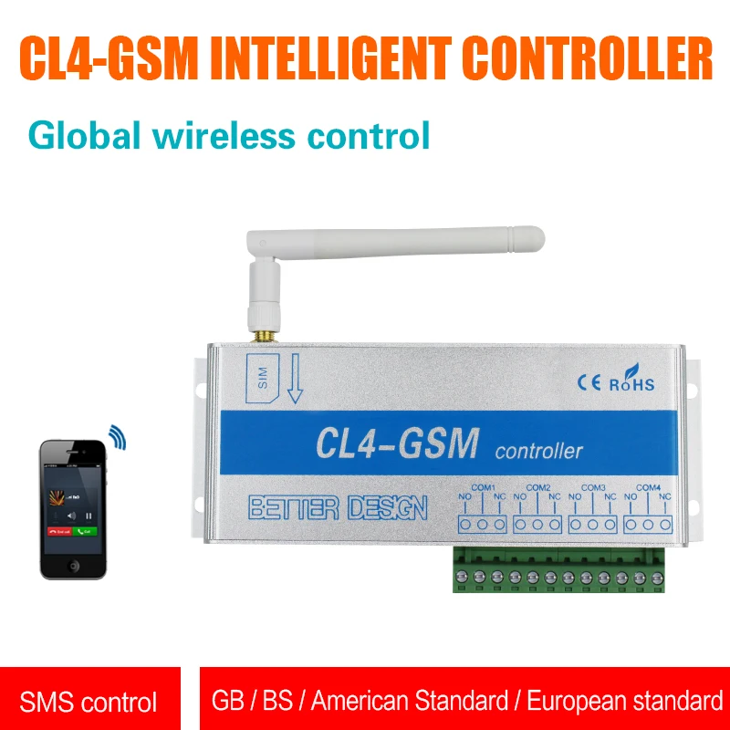 GSM Switch SMS controller 4 relays output GSM Garage Door CL8-GSM Great for control of home electrical devices