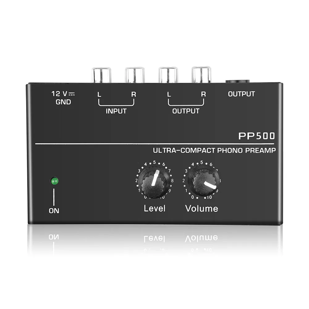 PREAMPLIFICADOR DE preamplificador de Phono PP500, con controles de volumen de nivel, RCA, entrada de salida, 1/4 ", Interfaces de salida TRS para tocadiscos de vinilo LP