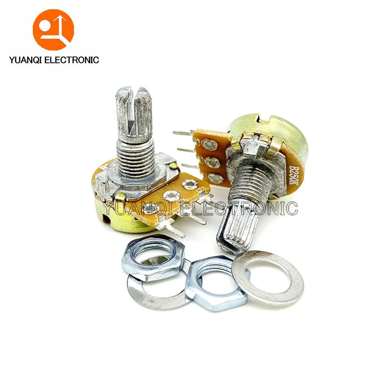 5pcs WH148 B1K B2K B5K B10K B20K B50K B100K B500K 3Pin 15mm Shaft Amplifier Dual Stereo Potentiometer 1K 2K 5K 10K 50K 100K 500K