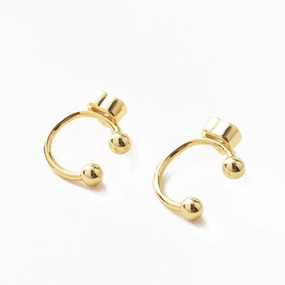 2PCS 14k Gold Plated Love Clip on Earrings Diy Connectors Jewelry Findings Making Supplies Copper Accessories