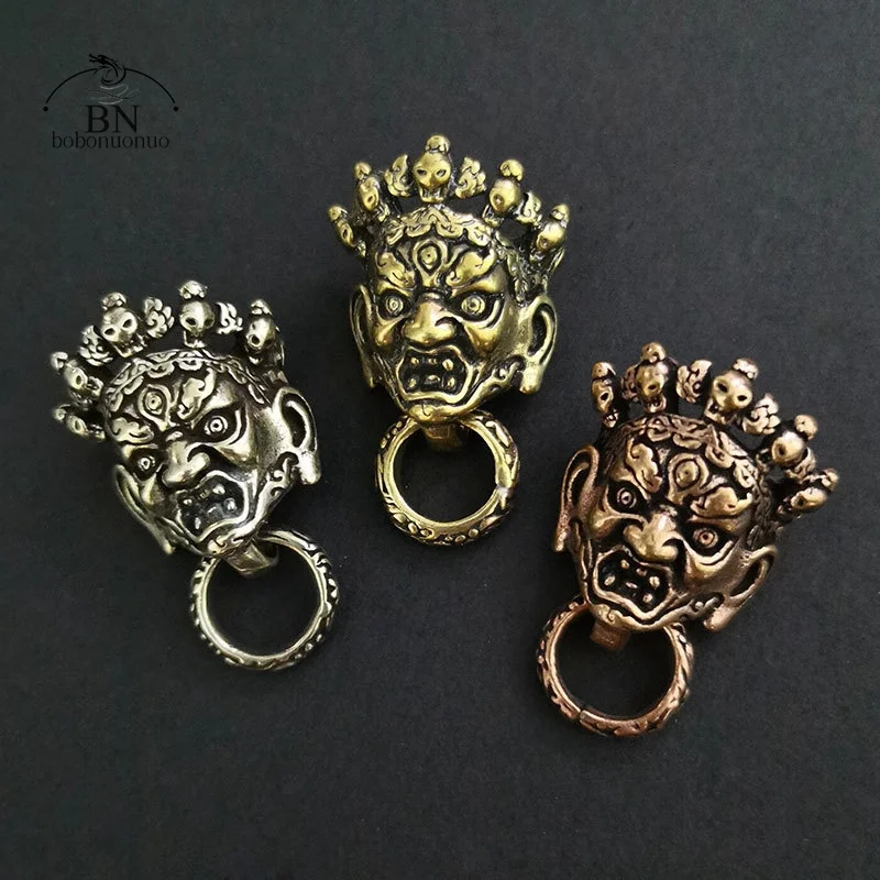 DIY Angry Buddha Skull Face Brass Screws Rivet Button Leather Bag Wallet Chains Garment Decorations Punk Retro Buckles Connector