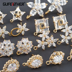 GUFEATHER M1093, schmuck zubehör, 18k gold überzogen, kupfer, zirkone, pass ERREICHEN, nickel frei, schmuck machen, diy ohrring, 6 teile/los