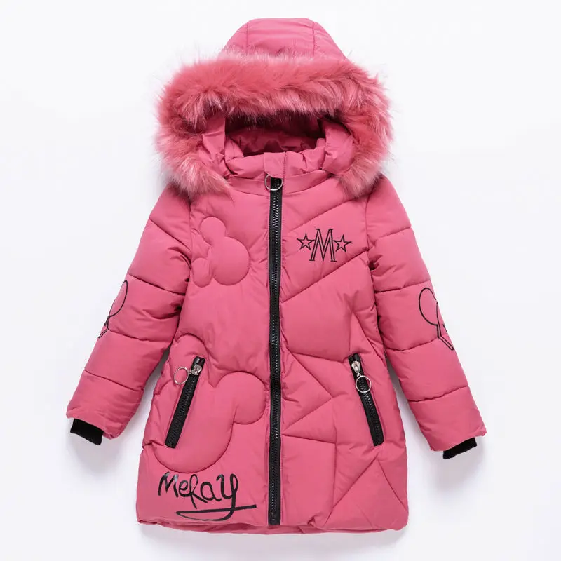 

Girls Winter Jacket Children Thicken Warm parka Kids Down Jacket Big Fur Hooded Coats Teenage Winter Outerwear -30degrees Winter