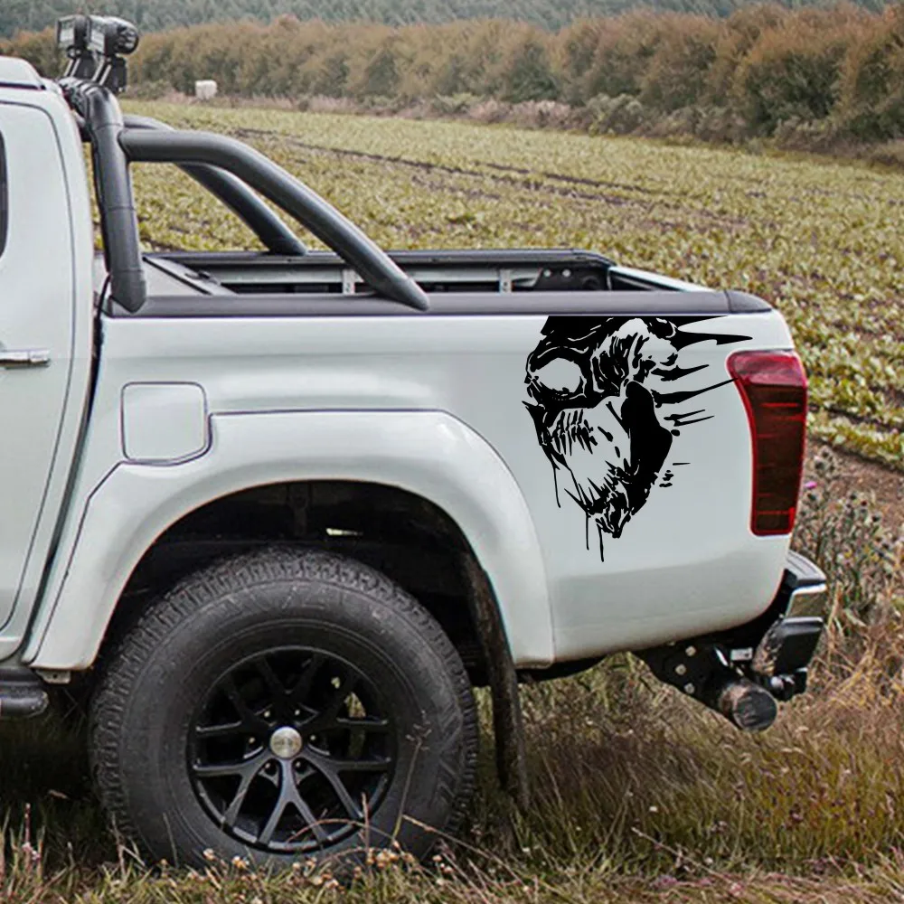 For Dodge ram Chevrolet ford raptor Toyota hilux car vinyl stickers terrorist skull tailgate truck bed decals car accessories