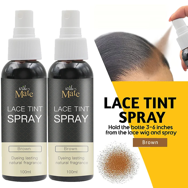 Private Label Lace Tint Spray for Wigs Dark Brown Middle Brown Light Brown Lace Dyeing Spray Tinted Lace Aerosol Spray