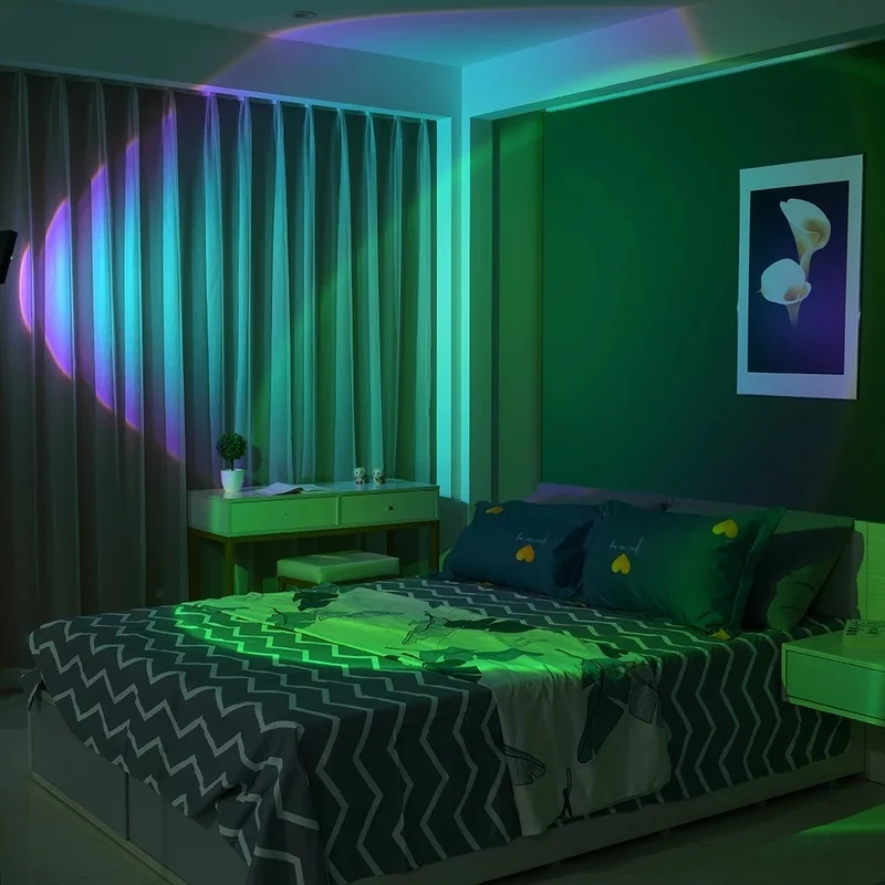 Rainbow Sunset Projector Atmosphere Night Light Coffee Shop Projection Light Bedroom Night Sunset Projection Lamp Remote Control