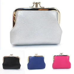 Monedero de bolsillo de cuero PU con hebilla, monedero, tarjetero de Color caramelo, Mini monedero Simple de doble capa, regalo para mujeres y niñas