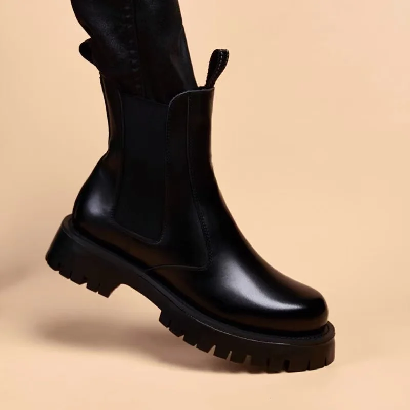 رجل الترفيه حزب ملهى ليلي ارتداء أحذية تشيلسي المد الخريف الشتاء أحذية كاوبوي الأصلي الجلود التمهيد عالية أعلى منصة بوتاس #5