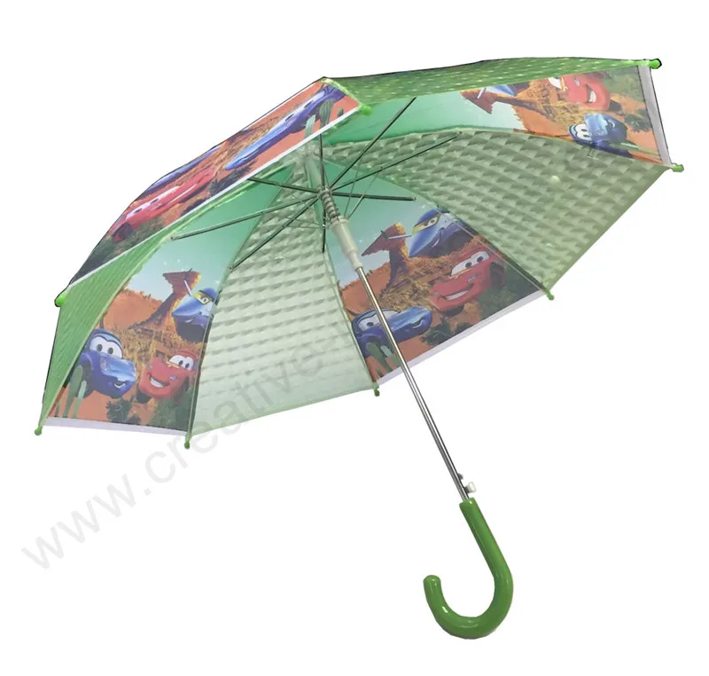 

Ex-factory Auto open anti-thunder fiberglass windproof baby parasol environmental children kid PVC/POE/EVA full printing parasol