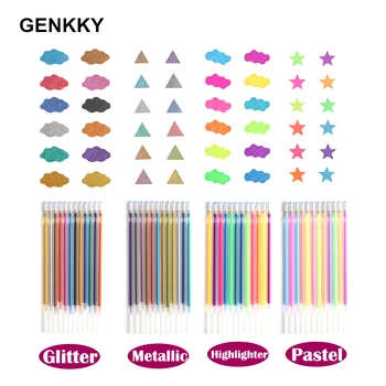 Genkky 1.0mm caneta gel colorida fluorescente recargas cartucho de cor flash caneta tinta suave pintura graffiti canetas estudante papelaria