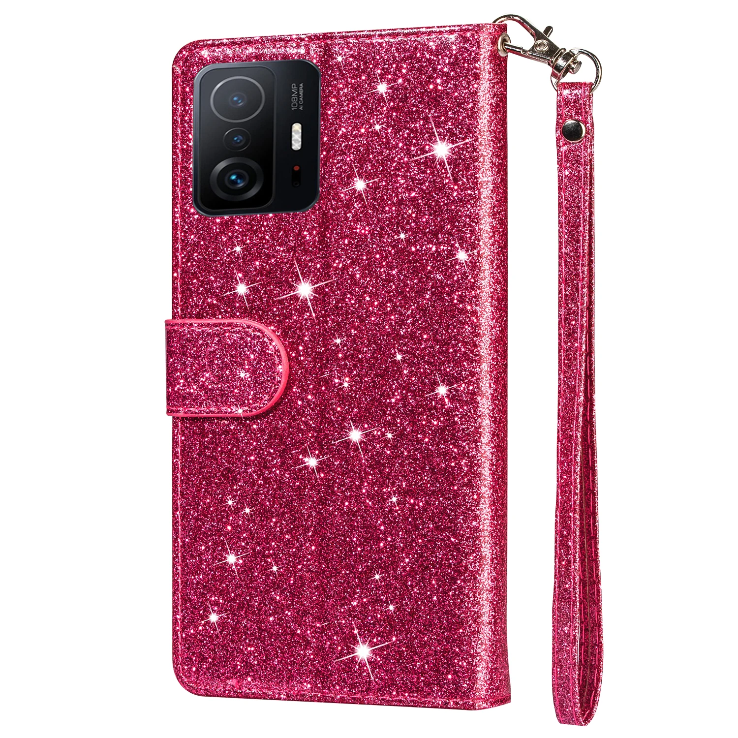 Zipper Glitter Leather Case for XiaoMi Mi 13T 12T 11T 10T 11 Lite Poco F5 X5 X4 X3 GT F3 F4 M4 Pro M5S C55 C40 Flip Phone Wallet