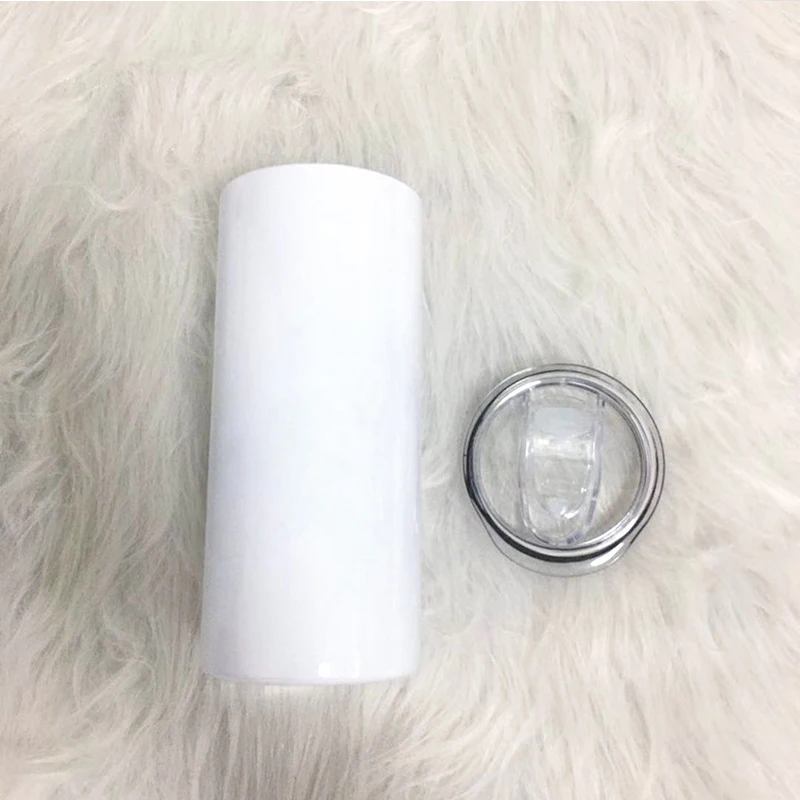 15oz DIY Sublimation Straight Tumbler White Blank Stainless Steel With Sealed Lids And Straw Thermos Insulated Water Bottle