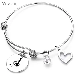 Stainless Steel Initial Alphabet Bracelets & Bangles For Women Charms Tag Letter Bracelets Jewelry Bangle For Valentines Gift
