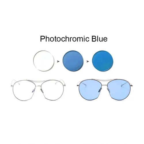 Imagen 2 del producto 1,56/1,61 lente fotocromática rosa o azul o púrpura de visión única rango SPH -8,00 ~ + 6,00 Max CLY -6,00 lentes ópticas para gafas