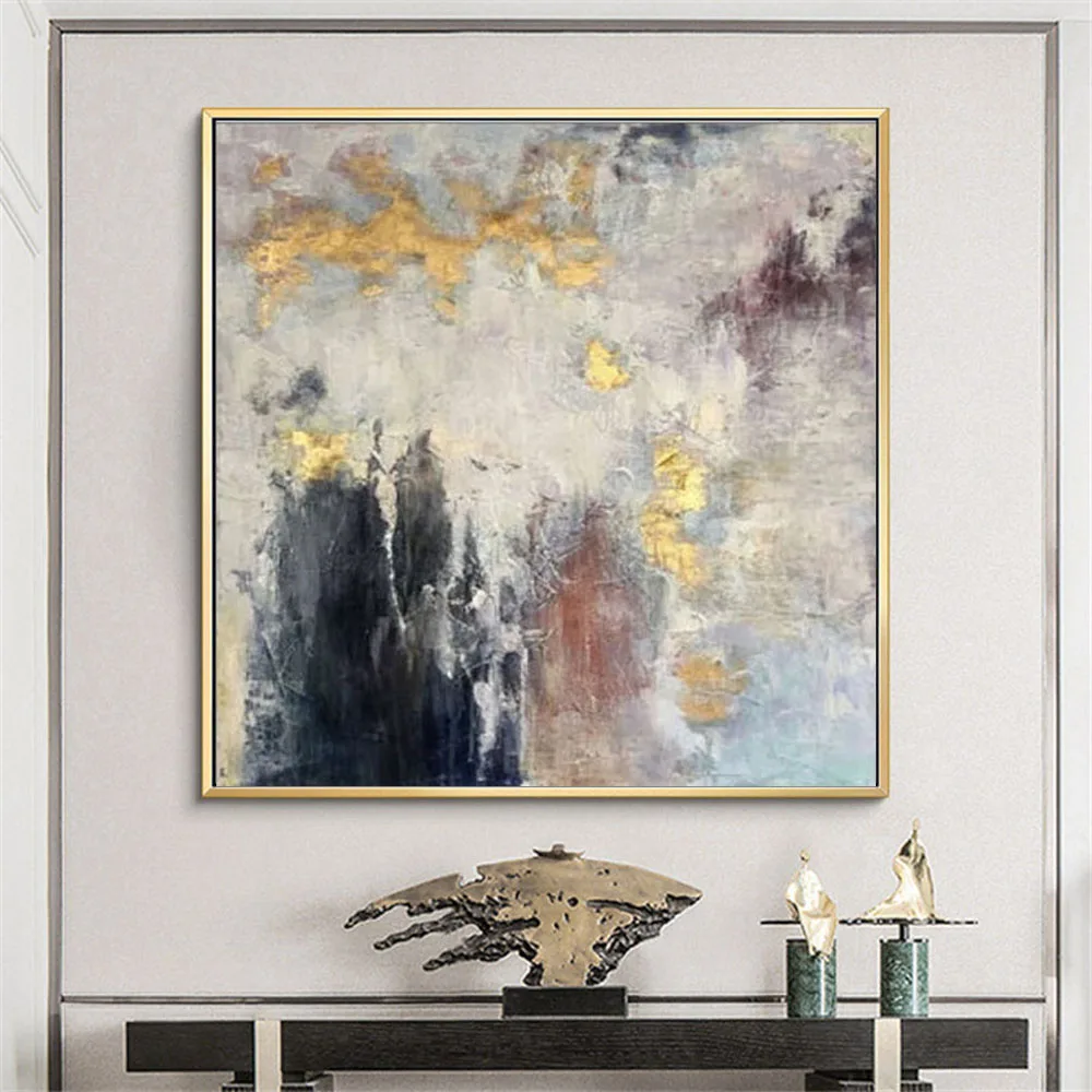 

Fine Wall Paint Artwork Handmade Oil Paintings Home Decor Painting Abstract Gold Foil Craft Painting For Living Room Dining Room