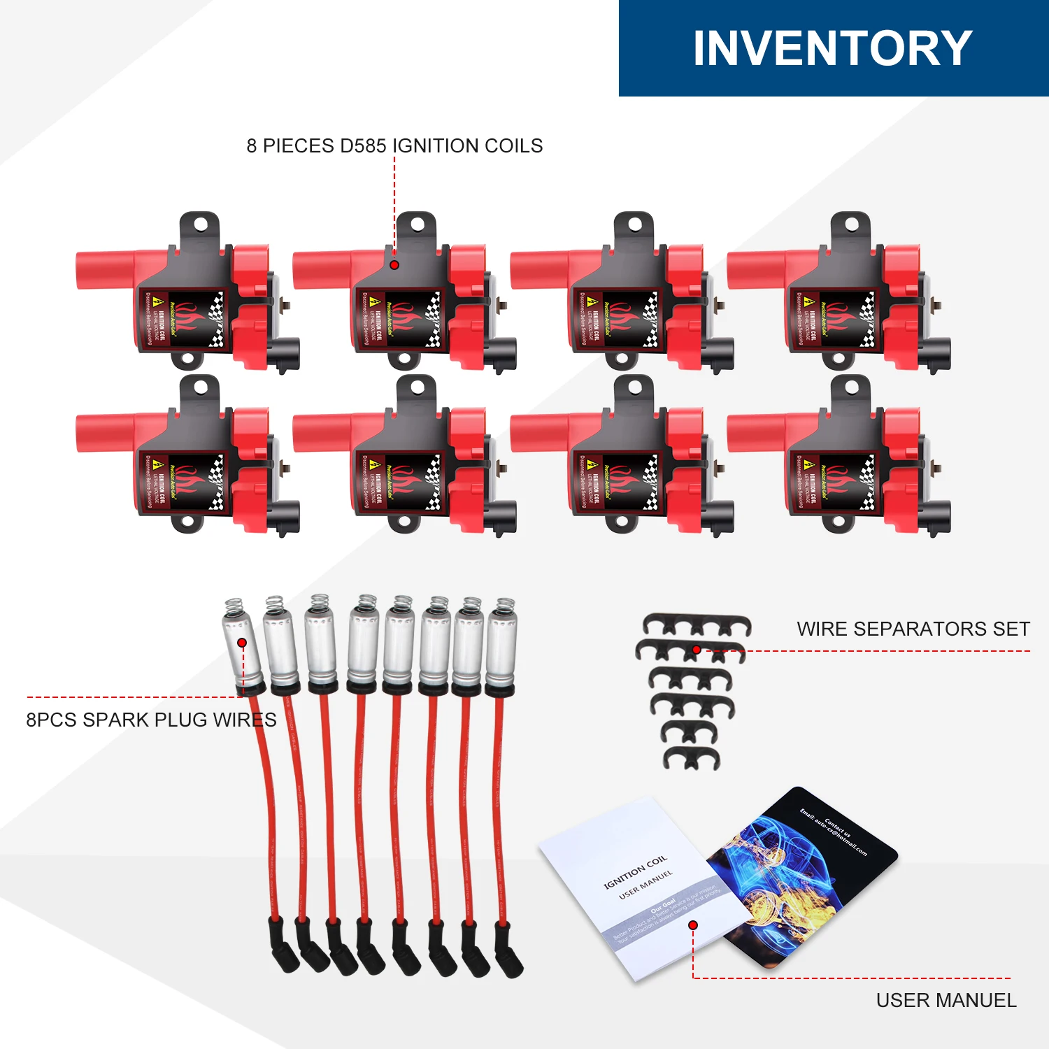 D585 Round Ignition Coil Spark Plug For Chevy C1251 Silverado GMC Hummer 4.8 5.3 6.0L High Performance UF262