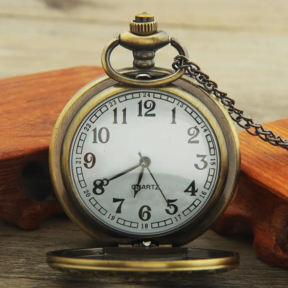 Retro kieszenie zegarek Hollow Gear antyczny wisiorek cyfry arabskie analogowe zegarki kwarcowe zegarek nowy Vintage Bronze Steampunk — zdjęcie 6