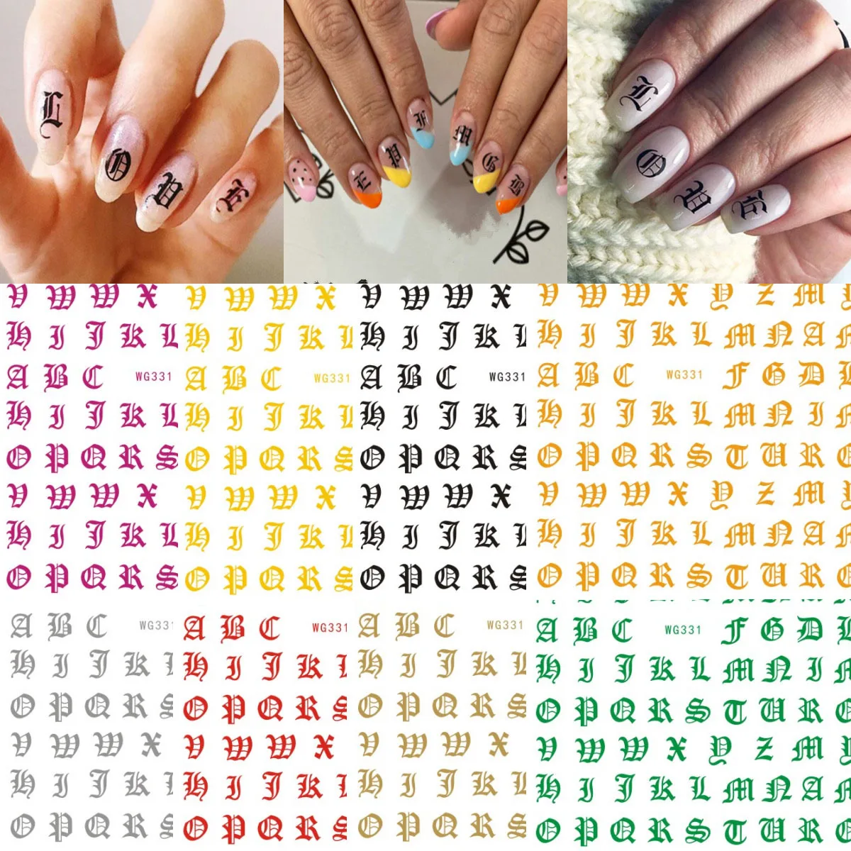 

0-9 Number Letters Shaped Nail Stickers Self-Adhesive Holographic 3D Nail Stencil for Women Girl DIY Nail Salons Decoration