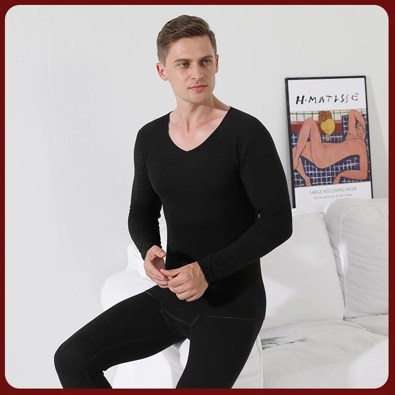 Man Autumn Winter Pajamas Adult Men High Quality thread O-neck Thermal Underwear Long Trousers Sleepwear Nightclothes