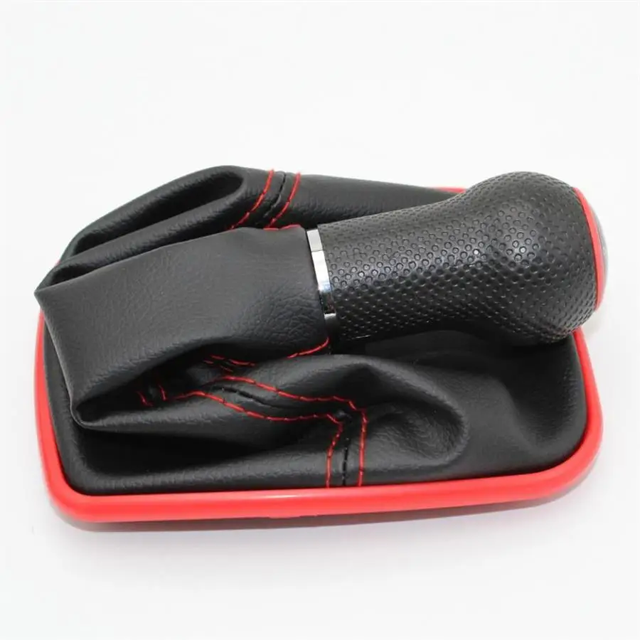 For VW Golf 4 MK4 1999 2000 2001 2002 2003 2004 2005 Car 5 / 6 Speed 23mm Red Line Gear Stick Shift Knob With PU Leather Boot