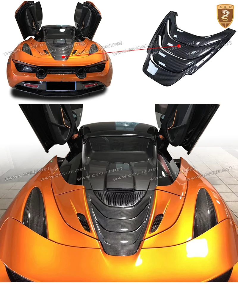 

CSSCAR Dry Carbon Fiber Auto Engine Cover for Mclaren 720s Convertible Rear Hood Bonnet Panel for Mclaren 720s Spider OEM Style