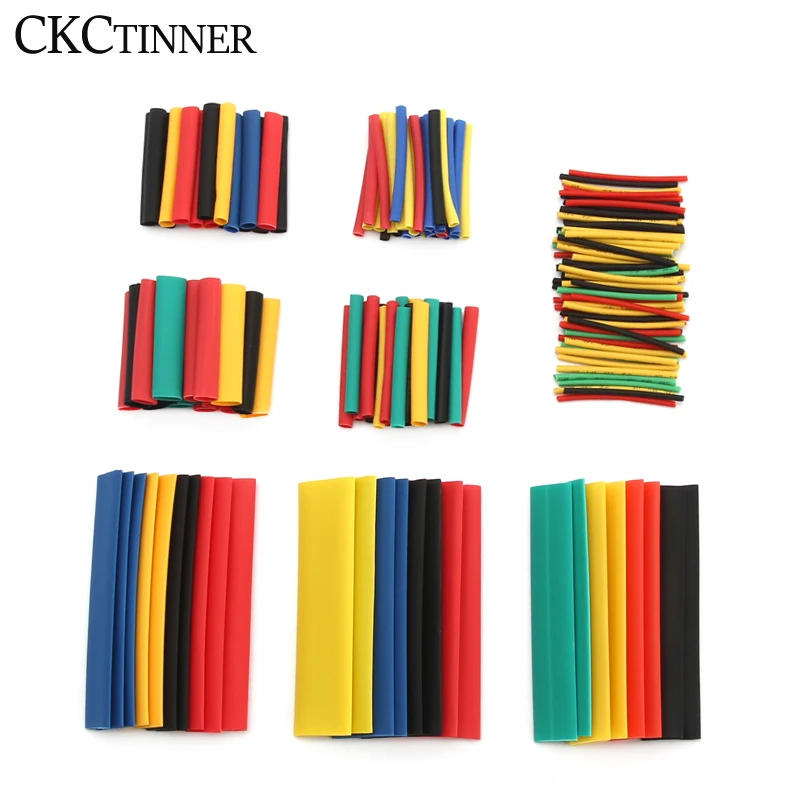 164pcs /lot Heat Shrink Tube Polyolefin Shrinking Assorted Tube Electrical Wire Cable Insulated Sleeving Tubing Set 8 Sizes 2:1
